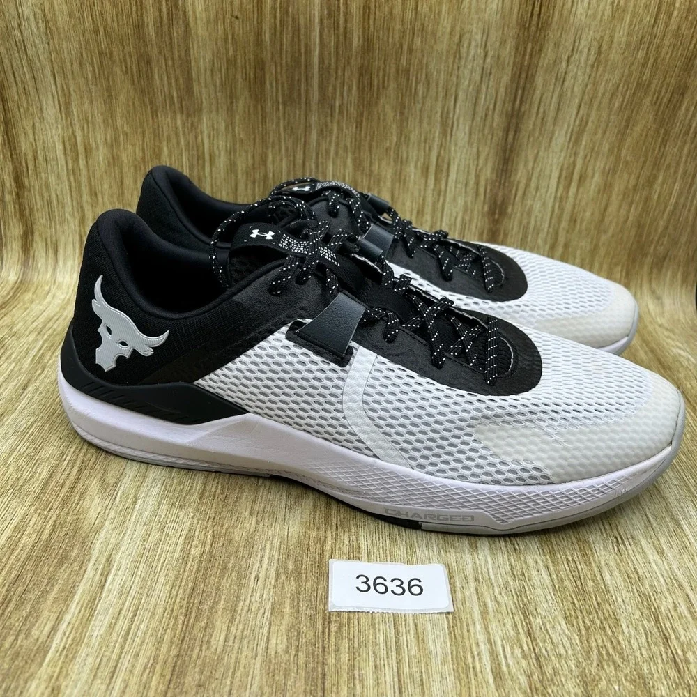 Under Armour Project Rock BSR 2 Men's Size 14.5 White Black Shoes 3025081-100‎